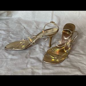 Unicorn Skin Stuart Weitzman gold heels